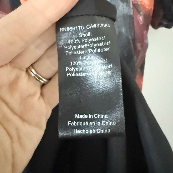 Hutch Anthropologie Long Sleeve Midi Dress in Blue Orange Abstract Print 2P - Picture 8 of 10